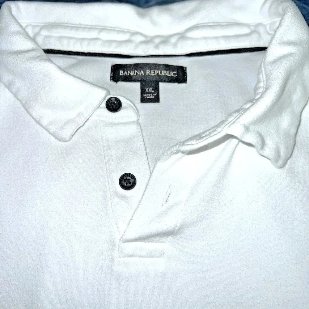 Banana Republic Polo Shirt Mens XXL White Collared Short Sleeve Embroidered Logo